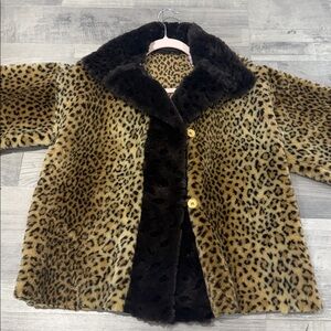 Leopard Print Faux Fur Vintage  Coat